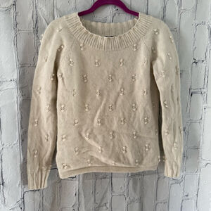 Jones New York Signature wool-blend angora rabbit fur Bobble Crew Neck Sweater